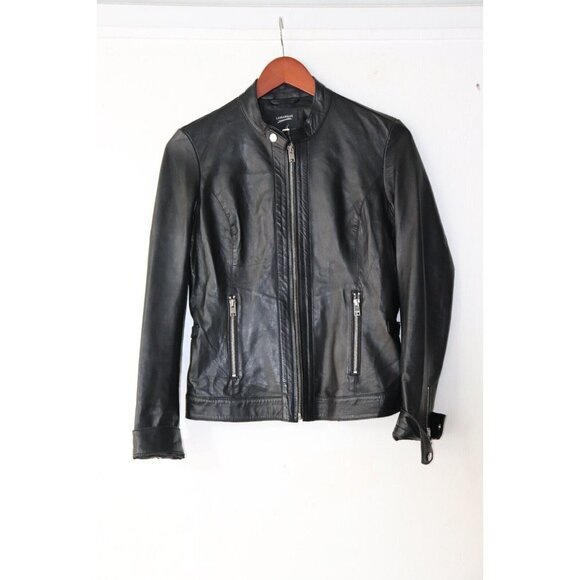 Lamarque Women's Size Small Black Jacket Leather Full Zip Motorcycle Short Coat - Picture 2 of 8